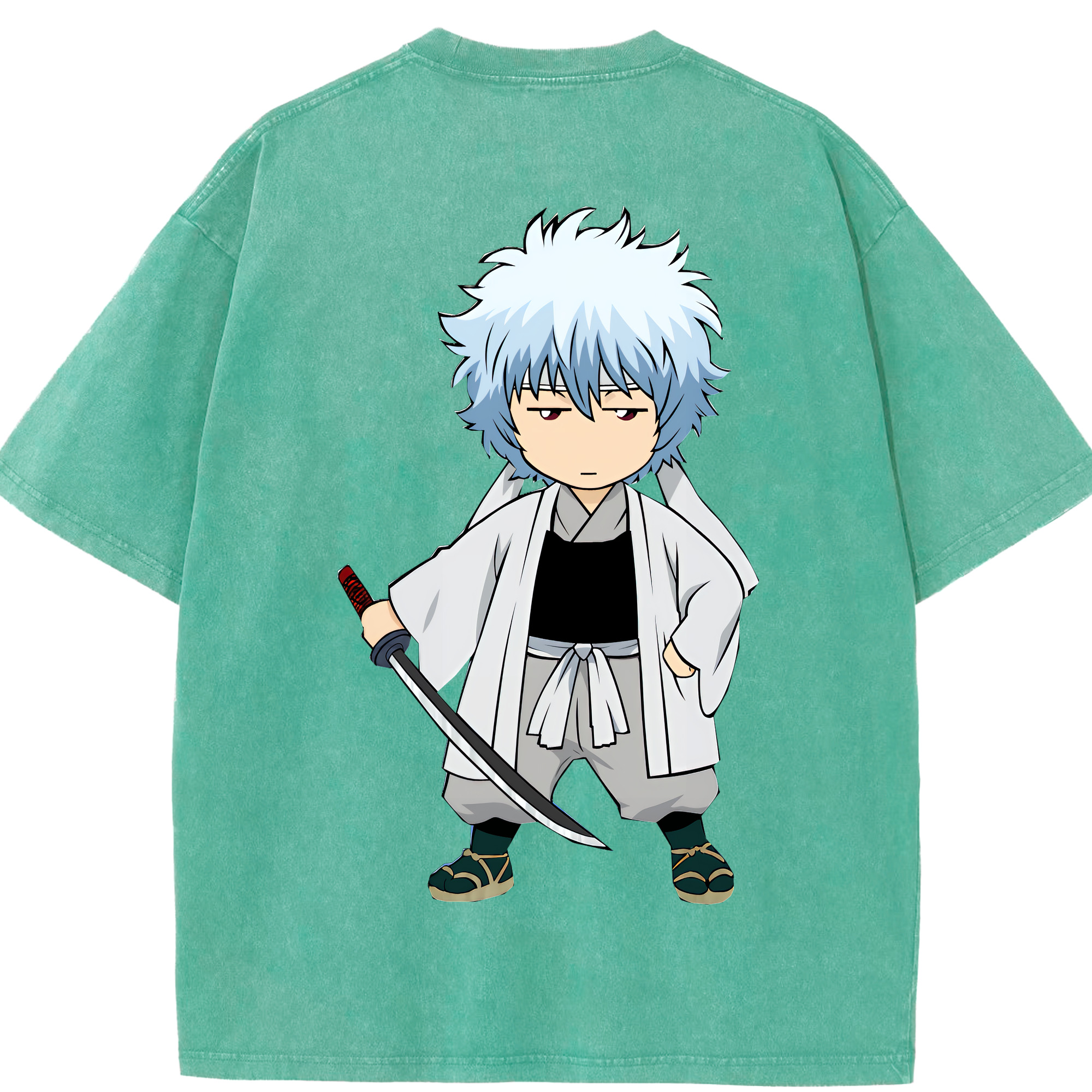 （画像用） ぎんたま 坂田銀時（さかたぎんとき） 神楽 志村新八（しむら しんぱち） GINTAMA Sakata Gintoki Kagura Shimura Shinpachi 綿100% ヴィンテージ風 半袖Tシャツ（背面プリント）